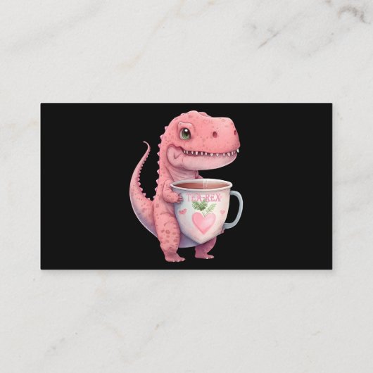 ティータイムTRex恐竜かわいいおもしろいチビ(小さくかわいく書いた感じ)かわいい 名刺 (裏面)