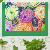 ティータオルグリーンロサス キッチンタオル (折り畳み)