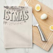 ティータオルヴィンテージ「メリークリスマス」  キッチンタオル (四つ折り)