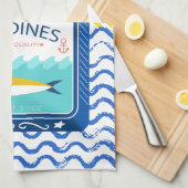 ティータオル折衷的イワシデザイン キッチンタオル (四つ折り)