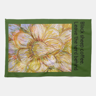 ティータオル椿イエロー キッチンタオル