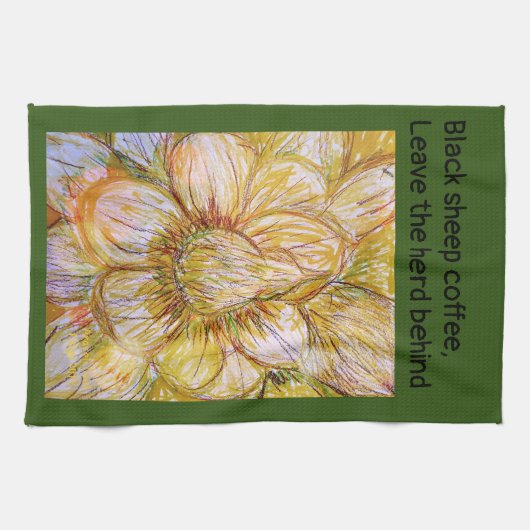 ティータオル椿イエロー キッチンタオル (横)