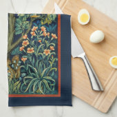 ティータオル：ウィリアム・モリス：キジ キッチンタオル (四つ折り)