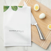 ティータオル：植物学：レドゥーテ：マグノリア キッチンタオル (四つ折り)