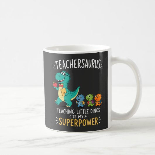 ティーチャザウルス先生のユーモアと小さな恐竜 コーヒーマグカップ (右)