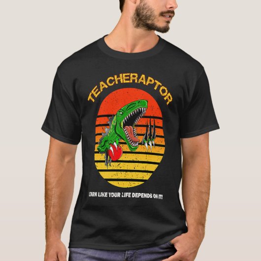 ティーチャーラプター 恐竜 教師と生徒 S Tシャツ (正面)