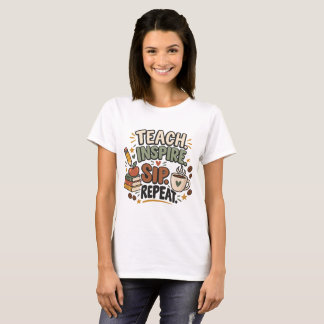 ティーチ インスパイア シップ リピート先生 - コーヒーギフト Tシャツ