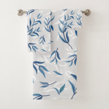 ティーツリー葉ティール（緑がかった色）ブルーアンドグレータオルセット