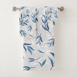 ティーツリー葉ティール（緑がかった色）ブルーアンドグレータオルセット バスタオルセット