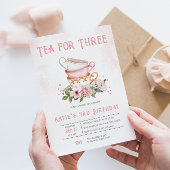 ティーツースリーティーカップテーマ誕生日招待状 招待状