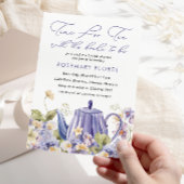 ティーティーポット紫フローラブライダルシャワー 招待状