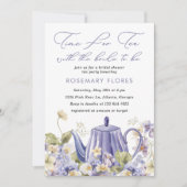 ティーティーポット紫フローラブライダルシャワー 招待状 (正面)