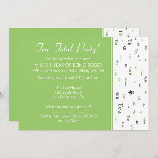 ティートタル/ティーの合計カスタム年数のパーティー 招待状 (正面/裏面)