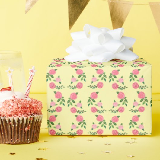 ティーバラパターンキュートフローラフェミニンスイーツ ラッピングペーパー (誕生日パーティー)