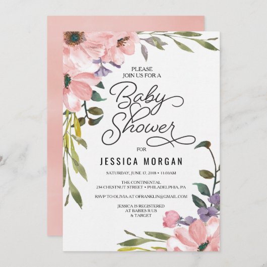 ティーバラベビーシャワー招待状ベビーシャワーカード 招待状 (正面/裏面)