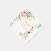 ティーバースデーパーティーフローラティーピンク金ゴールドガール スタンダードカクテルナプキン (角)