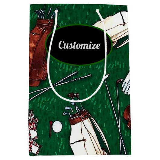 ティーパーソナライズされたタイムゴルフ ミディアムペーパーバッグ (正面)