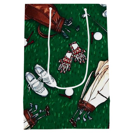 ティーパーソナライズされたタイムゴルフ ミディアムペーパーバッグ (裏面)