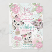 ティーパーティの招待状レッツパーティ招待状  招待状 (正面/裏面)