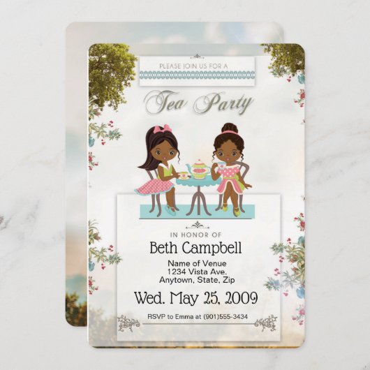 ティーパーティの招待状 招待状 (正面/裏面)