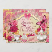 ティーパーティの招待状 招待状 (正面/裏面)