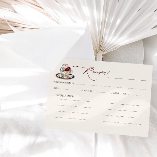 ティーパーティーのためのブライダルシャワーレシピ エンクロージャーカード