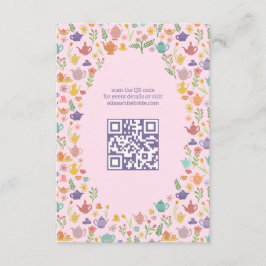 ティーパーティーのような楽しい結婚前のお祝い　かわいい　カスタムＱＲコード エンクロージャーカード