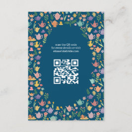 ティーパーティーのような楽しい結婚前のお祝い　かわいい　カスタムＱＲコード エンクロージャーカード