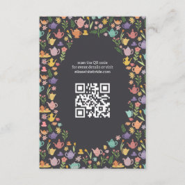 ティーパーティーのような楽しい結婚前のお祝い　かわいい　カスタムＱＲコード エンクロージャーカード