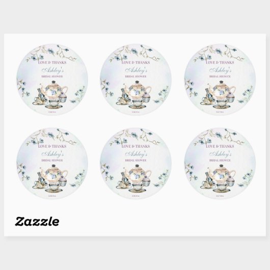 ティーパーティーのブライダルシャワーのお礼の品 ラウンドシール (シート)