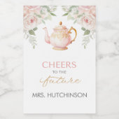 ティーパーティーのブライダルシャワー ワインラベル (シングルラベル)