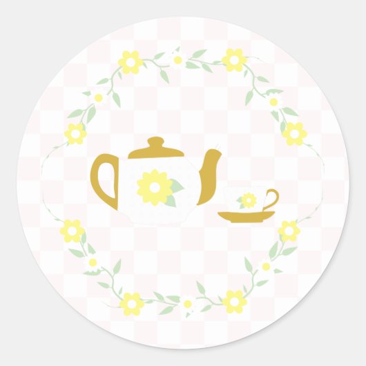 ティーパーティーの花柄ベビーシャワー ラウンドシール (正面)