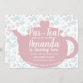 ティーパーティーの遊び心あふれるドゥードル 招待状 (正面/裏面)