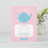 ティーパーティーをテーマにした誕生日パーティーの招待状 招待状 (スタンド正面)