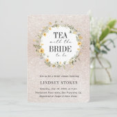 ティーパーティーイエローワイルドフラワーズグリッターブライダルシャワー 招待状 (スタンド正面)