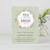 ティーパーティーイエローワイルドフラワーズセージブライダルシャワー 招待状 (スタンド正面)