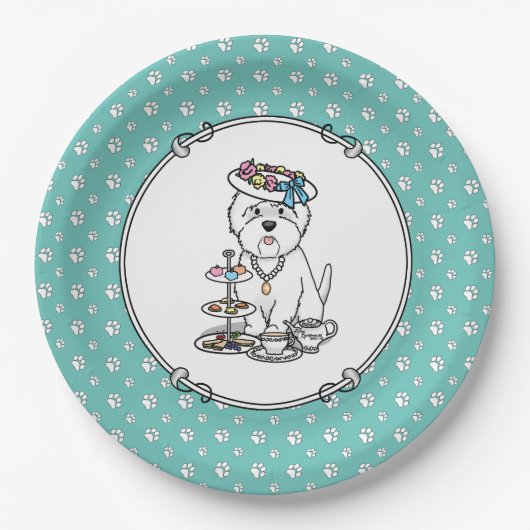 ティーパーティーウェスティーウエストハイランドホワイトテリア ペーパープレート (正面)