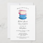 ティーパーティーエレガントブライダルシャワーシンプルティーカップ 招待状 (正面)