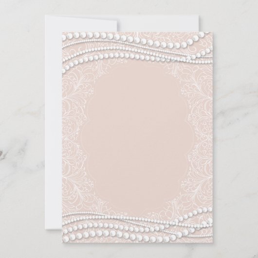 ティーパーティーエレガントレースパールスピーチブライダルシャワー 招待状 (裏面)