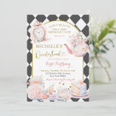 ティーパーティーオンダーランドガールファースト誕生日パーティー 招待状 (スタンド正面)