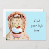 ティーパーティーカップケビクトリアンーキ招待状 招待状 (正面/裏面)