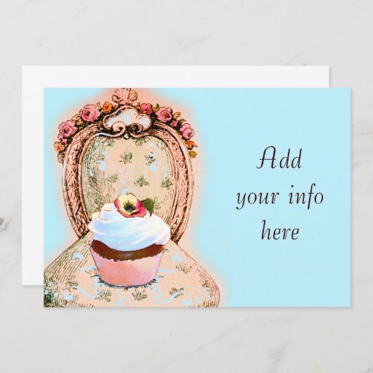 ティーパーティーカップケビクトリアンーキ招待状 招待状 (正面/裏面)