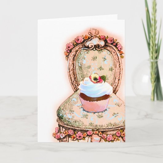 ティーパーティーカップケーキデザイン 案内状 (正面)