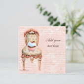 ティーパーティーカップケーキビクトリアンデザイン招待状 招待状 (スタンド正面)