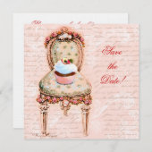 ティーパーティーカップケーキ&チェア セーブザデート (正面/裏面)