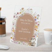 ティーパーティーガーデンパーティーベビーイン開花ウェルカムサイン 台座サイン (インサイチュ)