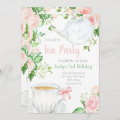 ティーパーティーガールズ誕生日招待状ティーポット 招待状 (正面/裏面)
