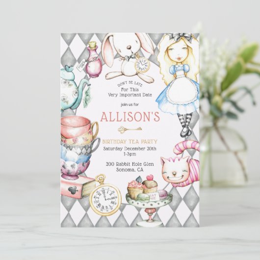 ティーパーティーガールズ誕生日招待状 招待状 (スタンド正面)