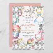 ティーパーティーガールズ誕生日招待状 招待状 (正面/裏面)