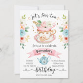 ティーパーティーガール誕生日招待状 招待状 (正面)